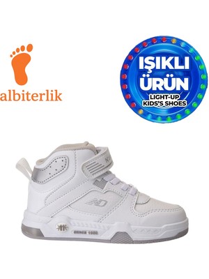 Albishoes Unisex Erkek Kız Çocuk Basket Boğazlı Cırtlı 4 Mevsim Işıklı Kışlık Çocuk Spor Ayakkabı