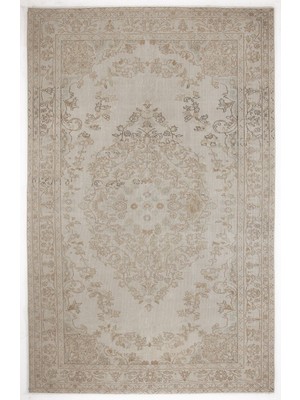 Girit Bej Çizgili Yün Modern Desenli Yün Hav Toz Vermez Leke Tutmayan Salon Yolluk Mutfak El Dokuma Halı