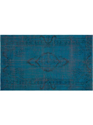 Turkuaz Göbekli Yün Modern Desenli Yün Hav Toz Vermez Leke Tutmayan Salon Yolluk Mutfak El Dokuma Halı