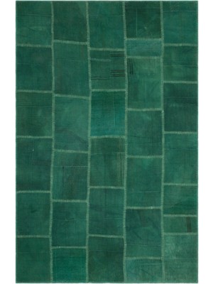 Hali.Net 194x297 cm Sarı Yeşil Geometrik Bohem Patchwork Halı | Salon Yatak Odası Halısı | Hav Vermez | UNİQUE-22457