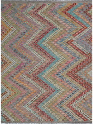 Girit Kahverengi Geometrik Yün Modern Desenli Yün Hav Toz Vermez Leke Tutmayan Salon Yolluk Mutfak El Dokuma Halı