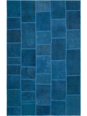 Hali.Net 192x298 cm Kırmızı Mavi Geometrik Modern Yama İşi Halı | Salon Yatak Odası Halısı | Hav Vermez | UNİQUE-22446