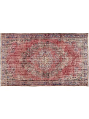 Hali.Net 179x290 cm Kırmızı Vintage Anadolu Yün Halı | Salon Yatak Odası Halısı | Doğal Yün El Yapımı El Dokuma Hav Vermez | UNİQUE-10169