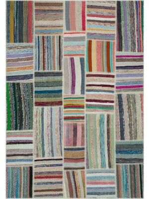 Girit Bej Çizgili Yün Modern Desenli Yün Hav Toz Vermez Leke Tutmayan Salon Yolluk Mutfak El Dokuma Halı