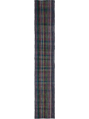 Hali.Net 87x510 cm Bej Çok Renkli Soyut Bohem Çizgili Halı | Mutfak Yolluk Halısı | Hav Vermez | UNİQUE-32904