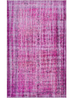 Hali.Net 164x250 cm Bej Fuşya Geometrik Vintage Eskitme Halı | Salon Yatak Odası Halısı | Hav Vermez | UNİQUE-27899