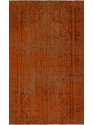 Hali.Net 172x280 cm Kahverengi Turuncu Medalyon Vintage Geleneksel Halı | Salon Yatak Odası Halısı | Hav Vermez | UNİQUE-28302