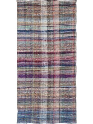 Hali.Net 162x341 cm Kırmızı Çok Renkli Çizgili Bohem Çizgili Halı | Salon Yatak Odası Halısı | Hav Vermez | UNİQUE-32005