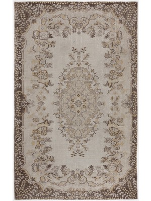 Hali.Net 185x295 cm Sarı Vintage Anadolu Eskitme Yün Halı | Salon Yatak Odası Halısı | Doğal Yün El Yapımı El Dokuma Hav Vermez | UNİQUE-3468