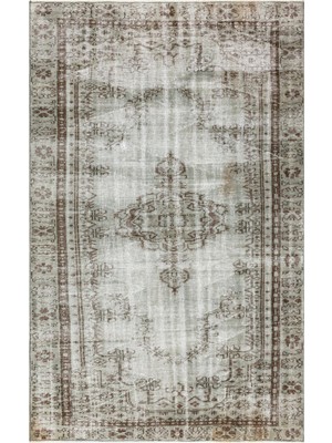 Hali.Net 171x270 cm Bej Açık Gri Madalyonlu Vintage Geleneksel Halı | Salon Yatak Odası Halısı | Hav Vermez | UNİQUE-35925