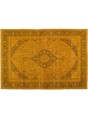 Bespoky 284x400 cm Sarı Klasik Yün Halı | Geniş Salon Yatak Odası Halısı | %100 Doğal Yün El Yapımı El Dokuma | UNİQUE-11363
