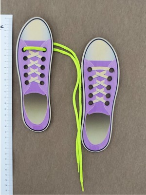 Dudu Kids İnce Motor Beceri Geliştirici Bağcıklı Spor Ayakkabı Eğitici Ahşap Oyuncak 19 x 6 cm