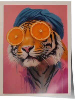 Çerçevesiz Poster, Portakal Gözlük Giyen Adam Mizahi Stil, Genç Odası Dekoru Poster No: 109636