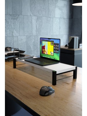 Steel Design Monitör ve Laptop Yükseltici Stand 50x20 cm Ergonomik Masaüstü Sehpa Organizer Ofis ve Ev İçin Dayanıklı Masaüstü Organizer