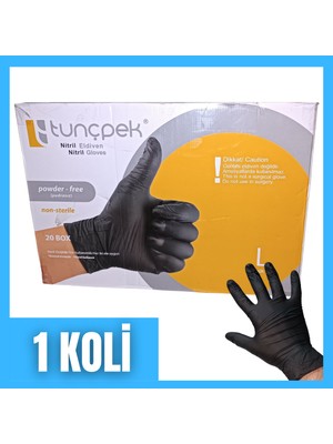 Siyah Nitril Eldiven 100'LÜ - 1 Koli (20 Paket) Pudrasız Eldiven