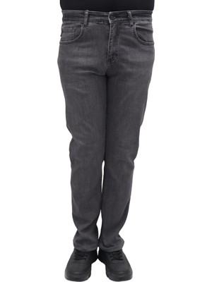 Hacker Fistan Store Erkek Füme Normal Bel Normal Kesim Boru Paça Büyük Beden Jean Pantolon