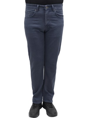 Hacker Fistan Store Erkek Lacivert Yüksek Bel Rahat Kesim Boru Paça Büyük Beden Jean Pantolon