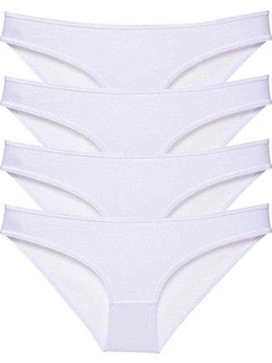 4 Adet Süper Eko Set Likralı Kadın Slip Külot Beyaz