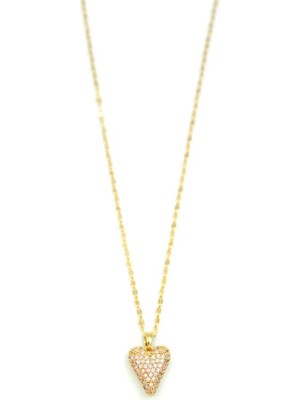 Taşlı Kalp Kolye - Altın