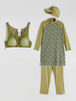 Lc Waikiki Yeni Sezon Dik Yaka Desenli Kadin Tesettur Mayo Takimi - S5N135Z8