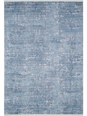 Bircand Mavi Modern Etnik Desenli Makinada Yıkanabilir Hav Toz Vermez Leke Tutmayan Kaymaz Taban Dijital Makine Baskı Salon Yolluk Mutfak Halı