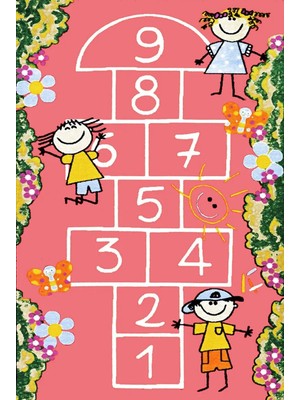 Alava Figürlü Pembe Pamuk Kare Modern Desenli Pamuk Makinada Yıkanabilir Hav Toz Vermez Leke Tutmayan Kaymaz Taban Dijital Makine Baskı Salon Yolluk Mutfak Halı