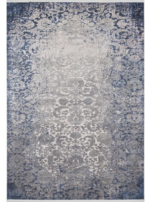 Hali.Net 80x150 cm Mavi Lacivert Soyut Modern Vintage Eskitme Halı | Salon Mutfak Halısı | Hav Vermez Hipoalerjenik | HALN-HLN1855