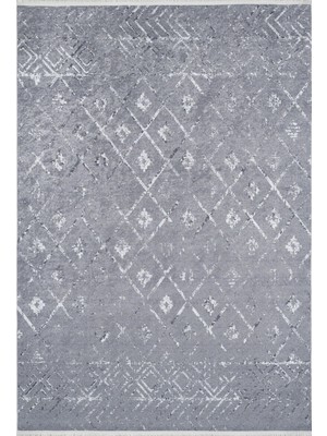 Hali.Net 120x180 cm Gri Beyaz Geometrik Modern Eskitme Geometrik Halı | Salon Yatak Odası Halısı | Hav Vermez Hipoalerjenik | HALN-HLN1841
