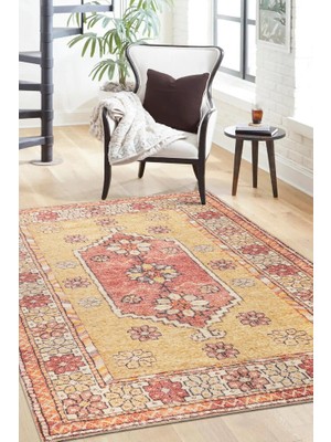 Hali.Net 210x210 cm Kırmızı Yuvarlak Klasik Etnik Halı | Salon Yatak Odası Halısı | Hav Vermez Leke Tutmaz | FL61-DAİRE