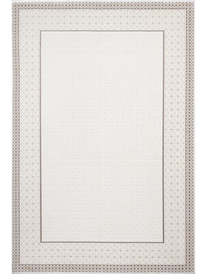 Hali.Net 120x120 cm Beyaz Safir Pamuk Yıkanabilir Etnik Halı | Yatak Odası Çocuk Odası Salon Halısı | Leke Tutmaz Hipoalerjenik Çabuk Kuru | CREA_SAFİR-17304