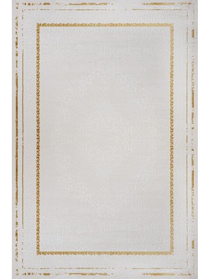 Hali.Net 120x180 cm Krem Altın Bitkisel Klasik Bordürlü Halı | Salon Yatak Odası Halısı | Hav Vermez Leke Tutmaz | STN_SCALA-004A
