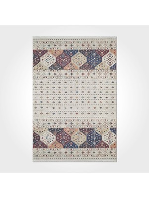 Hali.Net 80x150 cm Krem İskandinav Pamuk Yıkanabilir Klasik Halı | Mutfak Balkon Yatak Odası Halısı | Leke Tutmaz Hipoalerjenik | İSKANDİNAV-3075PC