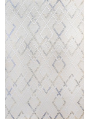 Hali.Net 80x150 cm Krem Açık Mavi Baklava Dilimi Modern Geometrik Yıkanabilir Halı | Salon Mutfak Halısı | Leke Tutmaz Hipoalerjenik | CREA_ROYAL-14952