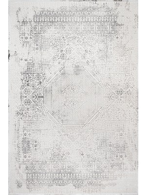 Hali.Net 120x120 cm Bej Beyaz Geleneksel Vintage Eskitme Yıkanabilir Halı | Salon Yatak Odası Halısı | Leke Tutmaz Hipoalerjenik | CREA_SAFİR-17355