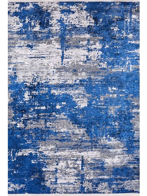 Hali.Net 80x150 cm Mavi Dijital Baskı Etnik Patchwork Halı | Mutfak Balkon Salon Halısı | Hav Vermez Hipoalerjenik | HALN-HLN552
