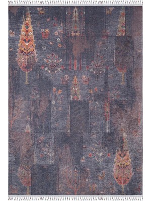 Hali.Net 80x150 cm Lacivert Dijital Baskı Etnik Patchwork Halı | Mutfak Balkon Salon Halısı | Hav Vermez Hipoalerjenik | HALN-HLN5075