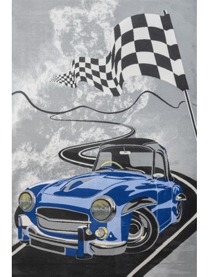 Hali.Net 80x150 cm Mavi Wonderkids Pamuk Yıkanabilir Etnik Halı | Mutfak Balkon Salon Halısı | Leke Tutmaz Hipoalerjenik | GM_WONDERKİDS-11264M