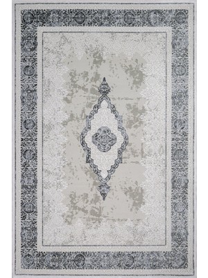 Hali.Net 160x160 cm Gri Bej Bitkisel Modern Klasik Klasik Medalyonlu Yıkanabilir Halı | Salon Yatak Odası Halısı | Leke Tutmaz Hipoalerjenik | CREA_ZAMBAK-4501Z