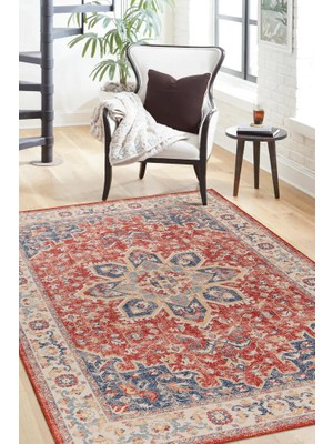 Bespoky 150x150 cm Kırmızı Yıkanabilir Halı | Salon Yatak Odası Halısı | Leke Tutmayan, Kaymaz | FL28-KARE