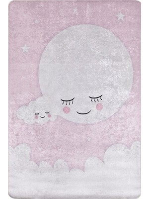 Bespoky 80x150 cm Pembe Hlnc Modern Etnik Yıkanabilir Halı | Mutfak Balkon Yatak Odası Halısı | Leke Tutmayan Kaymaz | HALN-HLNC032