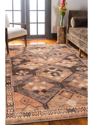Bespoky 75x150 cm Turuncu Yıkanabilir Halı | Yatak Odası Mutfak Halısı | Leke Tutmayan, Kaymaz | FL55-DİKDÖRTGEN