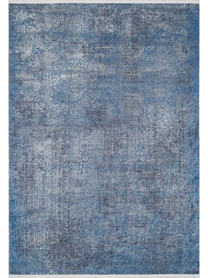 Bespoky 80x150 cm Mavi Modern Etnik Yıkanabilir Halı | Mutfak Balkon Yatak Odası Halısı | Leke Tutmayan Kaymaz | HALN-HLN1847