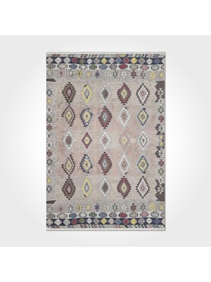 Bespoky 80x150 cm Krem İskandinav Yıkanabilir Halı | Mutfak Balkon Yatak Odası Halısı | Hav Vermez Leke Tutmaz Kaymaz | İSKANDİNAV-3089PC