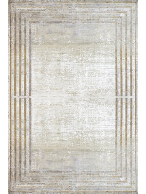 Gold Geometrik Etnik Modern Desenli Pamuk Makinada Yıkanabilir Hav Toz Vermez Leke Tutmayan Kaymaz Taban Dijital Makine Baskı Salon Yolluk Mutfak Halı