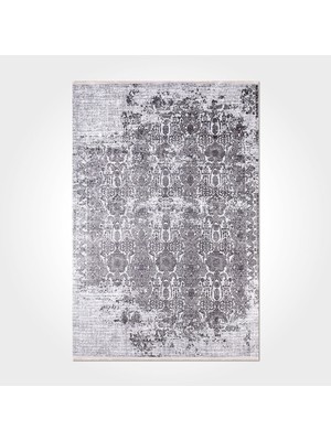 Bespoky 80x150 cm Gri Printed Modern Yıkanabilir Halı | Mutfak Balkon Yatak Odası Halısı | Leke Tutmayan Kaymaz
