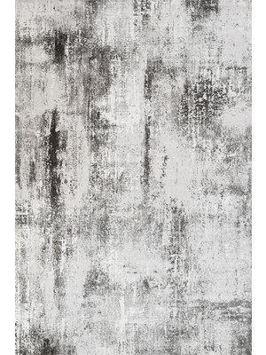 Gri Modern Etnik Desenli Pamuk Makinada Yıkanabilir Hav Toz Vermez Leke Tutmayan Kaymaz Taban Dijital Makine Baskı Salon Yolluk Mutfak Halı