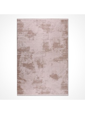 Hali.Net 120x120 cm Bej Açık Bej Geometrik Çizgiler Modern Soyut Yıkanabilir Halı | Yatak Odası Çocuk Odası Halısı | Leke Tutmaz Hipoalerjenik | OSAKA-OY02K