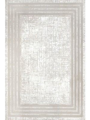 Bespoky 80x150 cm Krem Nxs Etnik Modern Yıkanabilir Halı | Mutfak Balkon Yatak Odası Halısı | Leke Tutmayan Kaymaz | NXS_MELANGE-4730AK