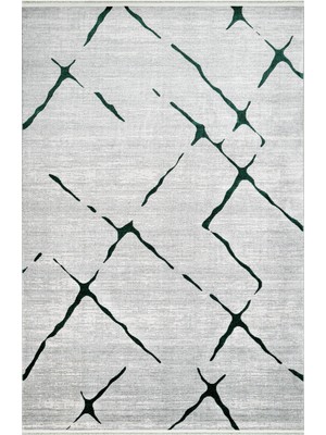 Emery Geometrik Gri Pamuk Dikdörtgen Modern Desenli Akrilik Hav Vermeyen Leke Tutmayan Kolay Temizlenen Yumuşak Makine Salon Yolluk Mutfak Halı