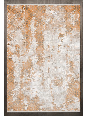  Modern Turuncu Pamuk Dikdörtgen Modern Desenli Pamuk Makinada Yıkanabilir Hav Toz Vermez Leke Tutmayan Kaymaz Taban Dijital Makine Baskı Salon Yolluk Mutfak Halı